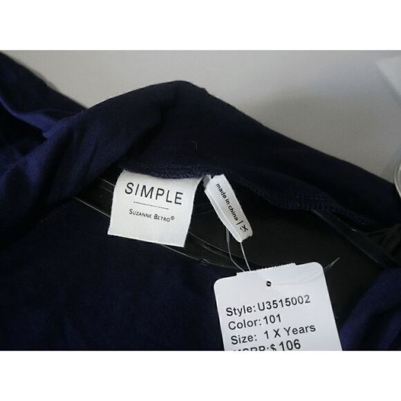 Simple By Suzanne Betro Navy Tie-Front Longline Kimono 1X - Picture 6 of 7